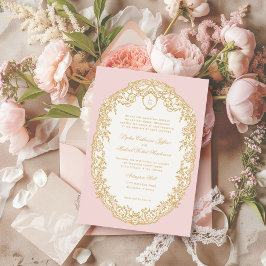 Convites Pink Antique Paris Monogram Invitation