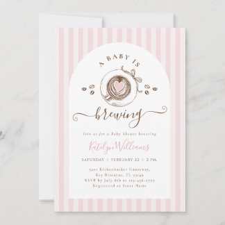 Convites Pink Baby Is Brewing Coffee Baby Shower Invitation