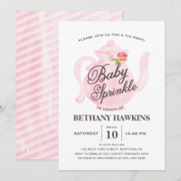 Pink Baby Sprinkle Tea Party Watercolor