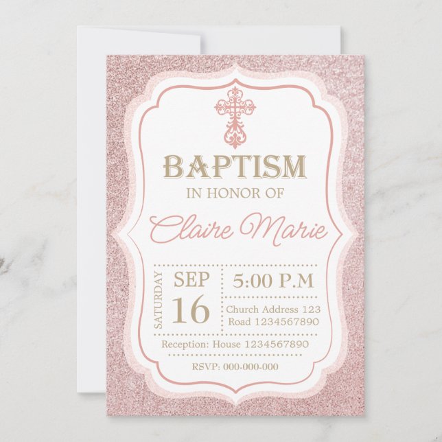 Convites Pink Baptism (Frente)