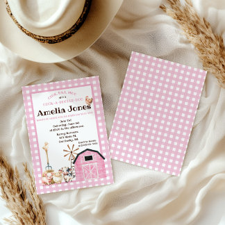 Convites Pink Barnyard Animals, Kids' Birthday Party 