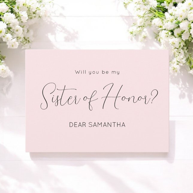 Convites Pink Be My Sister Honor Script Invitation (Criador carregado)