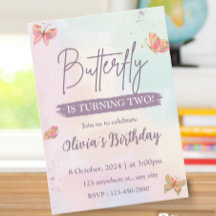 Pink Birthday Invitation Butterfly
