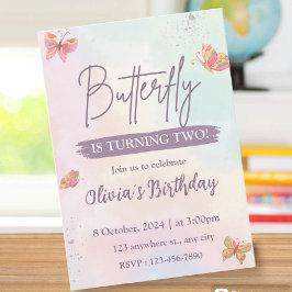 Convites Pink Birthday Invitation Butterfly