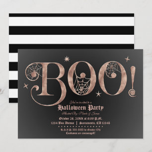 Convites Pink & Black BOO Fantasias Elegantes para Festa de