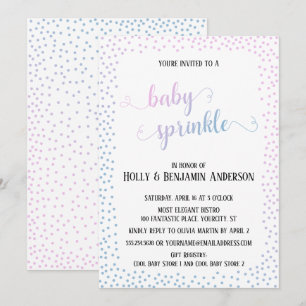 Convites Pink Blue Confetti Typografia Baby Sprinkle