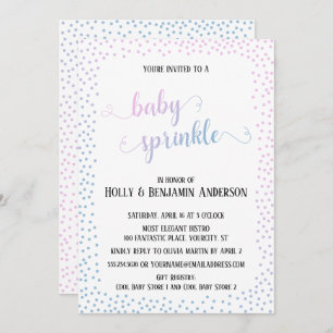 Convites Pink Blue Confetti Typografia Bebê Sprinkle