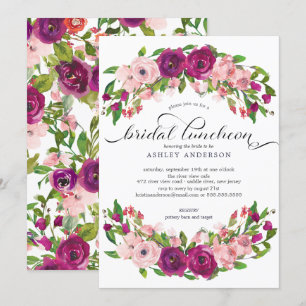 Convites Pink Blush e Marsala Floral Bridal Lunchee