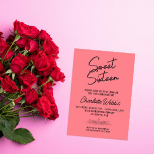 Convites Pink Blush Sweet 16º aniversário