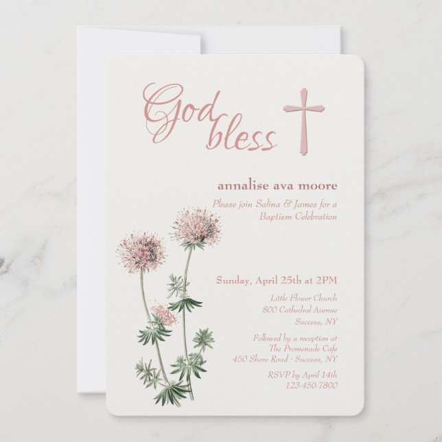 Convites Pink Botanical (Frente)