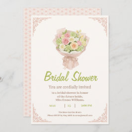 Convites pink bouquet Bridal Shower Invite – Japanese 