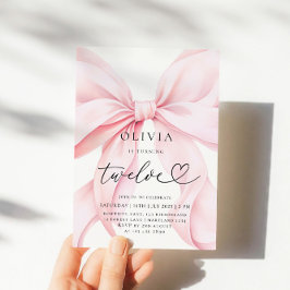 Convites Pink Bow 12th Birthday Party