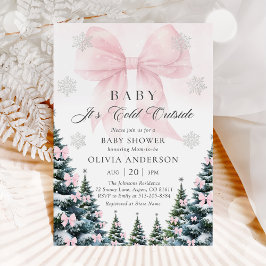 Convites Pink Bow Baby It's Cold Outside Baby Shower 