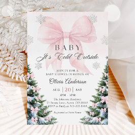 Convites Pink Bow Baby It's Cold Outside Baby Shower  Invit
