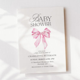 Convites Pink Bow Baby Shower Invitation