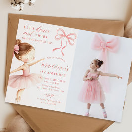 Convites Pink Bow Ballet Dancer Girl Birthday Party Photo