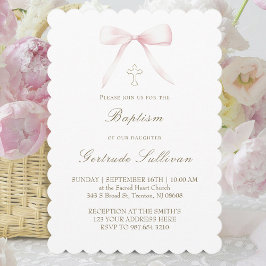Convites pink bow | Baptism girl