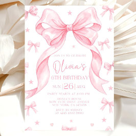 Convites Pink Bow Birthday Invitation, Girl Pink Birthday 