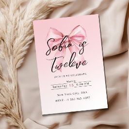 Convites 🎀 Pink Bow Birthday Party Invitation Cards