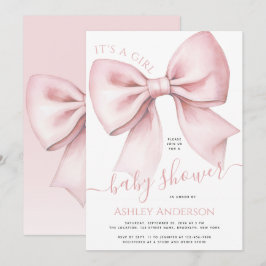 Convites Pink Bow Coquette It's a Girl Baby Shower