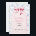 Convites Pink Bow Coquette Sweet 16<br><div class="desc">This beautiful Sweet 16 birthday invitation features a pink bow. Around the edge is a pink and blue grandmillennial border. You can personalize with all the details for your special event. The back has a coordinating pattern.</div>
