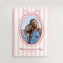 Convites Pink Bow Frame Valentine’s Day Photo Card