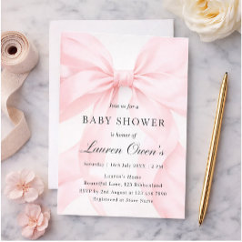 Convites Pink Bow Girl Baby Shower