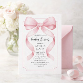 Convites Pink Bow Girl Baby Shower 