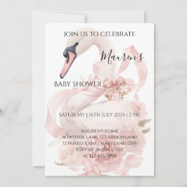 Convites Pink Bow Girl Baby Shower Invitation