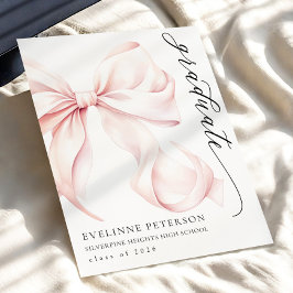 Convites Pink Bow Girl Graduation Invitation