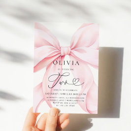 Convites Pink Bow Girl Second Birthday 