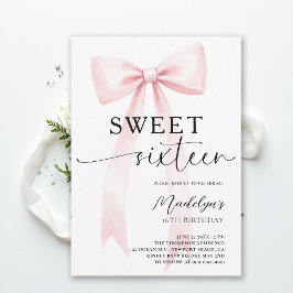 Convites Pink Bow Modern Elegant Simple Chic Sweet 16