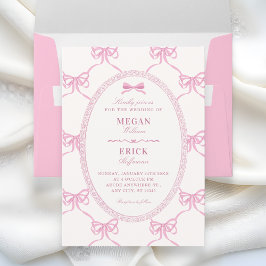 Convites Pink bow ribbon wedding 