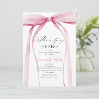 Convites Pink Bow She's Tying the Knot Bridal Shower