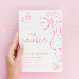Convites Pink Bow Sprinkle Baby Shower Invitation