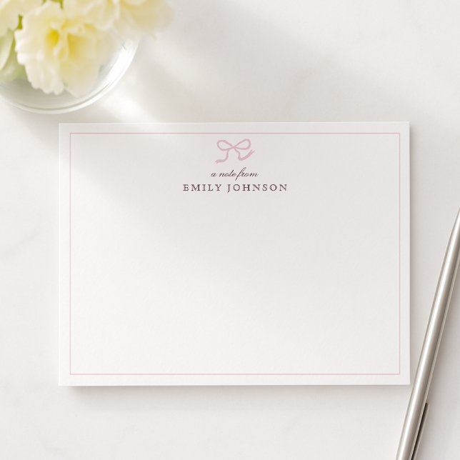 Convites Pink Bow & Stripes a Note From Flat Note Card (Criador carregado)