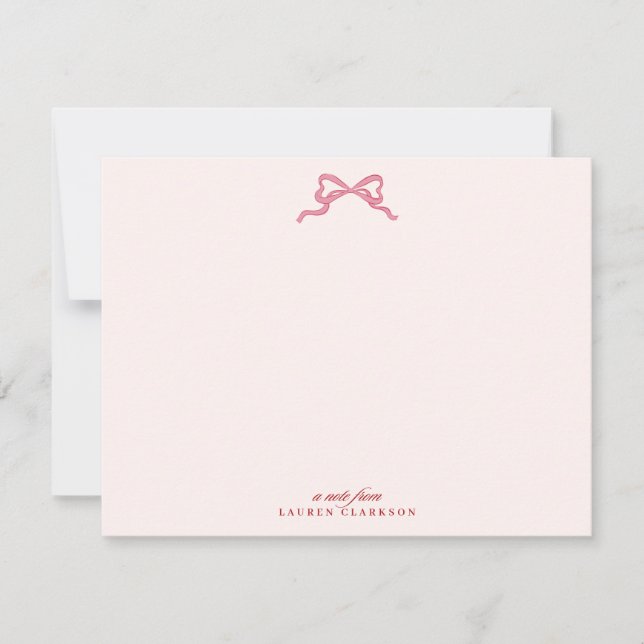 Convites Pink Bow Valentine’s Day Note Card (Frente)