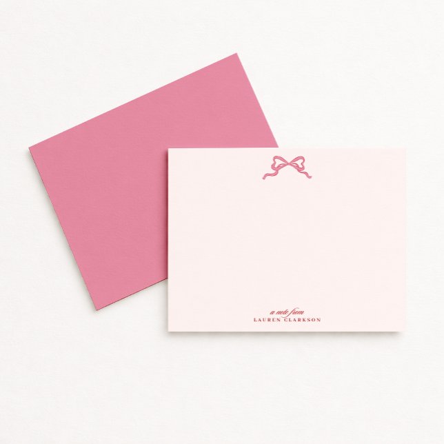 Convites Pink Bow Valentine’s Day Note Card (Criador carregado)