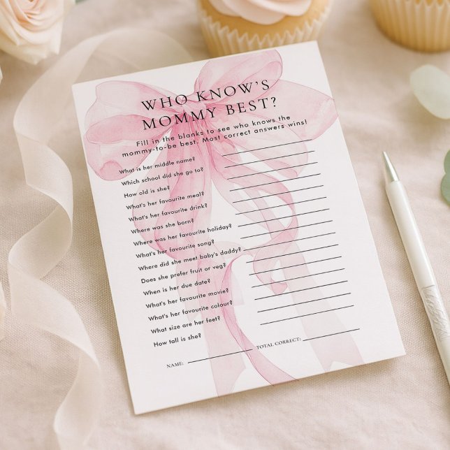 Convites Pink Bow Who Knows Mommy Best Baby Shower card (Criador carregado)
