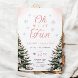 Convites Pink Bow Winter Girl 1st Birthday