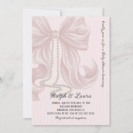 Convites Pink Bow with Pearl Girl Baby Shower