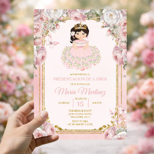 Convites Pink Branco Mexicana Menina Apresentação De Três A