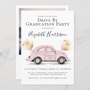 Convites Pink Car Graduation Drive By Party
