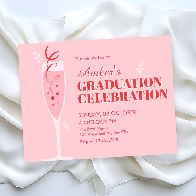 Convites Pink champagne cocktail graduation (Criador carregado)