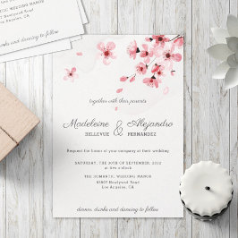 Convites Pink Cherry Blossoms casamento romântico floral
