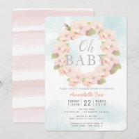 Pink Chersom Blossom Wreath Oh Chá de fraldas