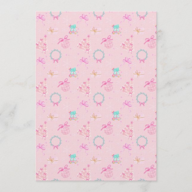 Convites Pink Christmas Coquette Bow Seamless Pattern (Frente)