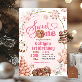 Convites Pink Christmas Sweet One Winter First Birday