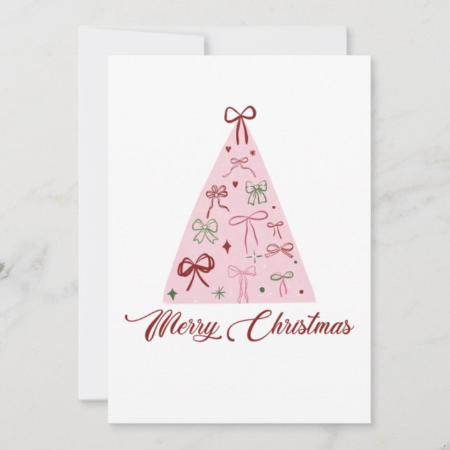 Convites Pink Christmas Tree Card (Frente)