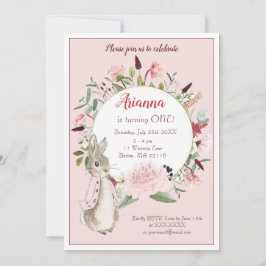 Convites Pink Clássico Peter Rabbit Floral Aniversário